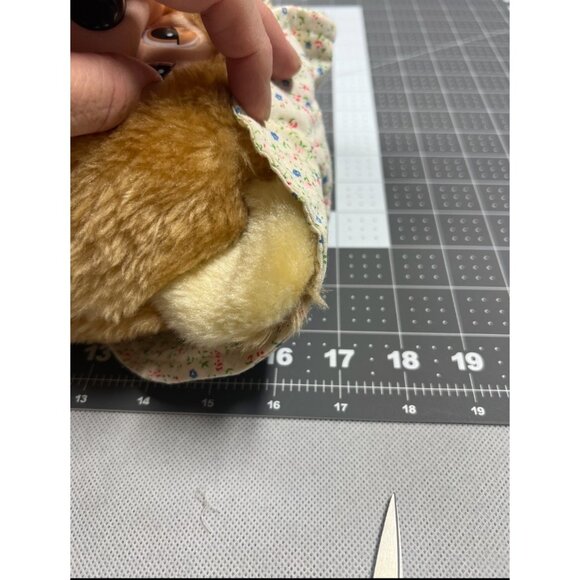 Vintage 1980s Cuddle Wit Bear Plush Doll With Floral Dress & Bonnet - Picture 3 of 10